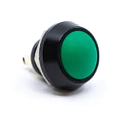 E-Switch Pushbutton, PV5, IP65, SPST-NO, OFF-(ON), Domed Green Actuator, 2A, 36VDC, Screw