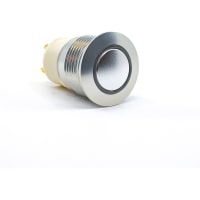 E-Switch Pushbutton, PVA6, IP67, SPST, OFF-ON, Clear Actuator, Red LED Ring, 2A, 36VDC, Solder