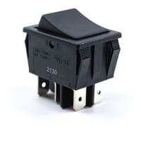 E-Switch Rocker Switch, RB2 Series, DPDT, (ON)-OFF-(ON), Concave, Black, 16A, 125VAC, .250" QC