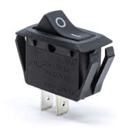 E-Switch Rocker Switch, RSC Series, SPST, ON-OFF, Concave, Black, "I/O" Legend, 20A, 125VAC, QC