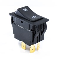 E-Switch Rocker Switch, RSC, DPST, IP54, ON-OFF, Concave, Black, "ON-OFF" Legend, 20A, 125VAC, Q