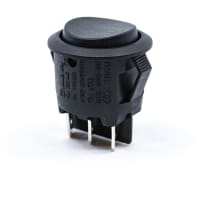 E-Switch Rocker Switch, RRA Series, DPDT, ON-OFF-ON, Round Black Rocker, 15A, 125VAC, .187 QC