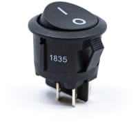 E-Switch Rocker Switch, RRA Series, DPST, ON-OFF, Blk Rocker, "I/O Legend", 15A, 125VAC, .187