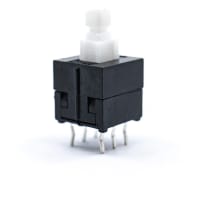 E-Switch Pushbutton Switch, TL2201, DPDT, ON-ON, Plunger for Cap, 100mA, 30VDC, PC Pin