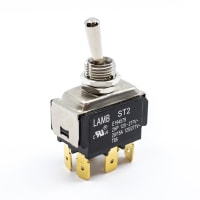 E-Switch Toggle Switch, ST2 Series, DPDT, ON-ON, Round Actuator, 20A, 125VAC, .250" QC