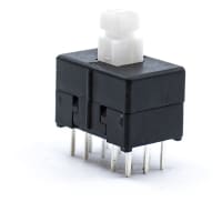 E-Switch Pushbutton Switch, TL4201, 4PDT, ON-ON, Plunger for Cap, 100mA, 30VDC, PC Pin