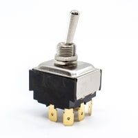 E-Switch Toggle Switch, ST3 Series, 3PST, ON-OFF, Round Actuator, 24A, 125VAC, .250" QC