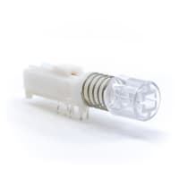 E-Switch Pushbutton Switch, WBL, DPDT, ON-ON, Green/Blue LED, Clear Cap, 300mA, 30VDC, R/A PC