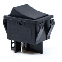 E-Switch Rocker Switch, R5 Series, DPST, ON-OFF, Concave, Black, 20A, 125VAC, .250" QC