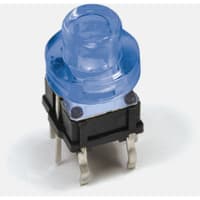 E-Switch Tactile Switch, TL1265 Series, SPST-NO, Blue LED, Top Actuated, 0.05A, 12VDC, PC