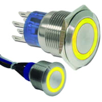 E-Switch Anti-Vandal Switch, 19mm, DPDT, ON-(ON), Illum, OFF Legend, 3A, 125VAC, Solder