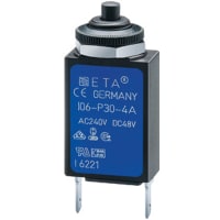 E-T-A Circuit Protection and Control Circuit Breaker Thermal Push-to-Reset Panel Mnt W/Collar QC 1P 250VAC 48VDC 0.5A