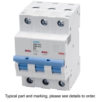 E-T-A Circuit Protection and Control Circuit Breaker Miniature B Curve DIN Rail UL1077 277/480V 120VAC 60VDC 3P 20A