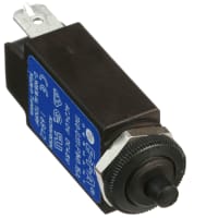 E-T-A Circuit Protection and Control Circuit Breaker Thermal Threadneck Mount P/B Blade Terminal 1P 250VAC 50VDC 15A