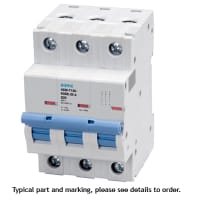 E-T-A Circuit Protection and Control Circuit Breaker Miniature D Curve DIN Rail UL1077 277/480V 120VAC 60VDC 3P 16A