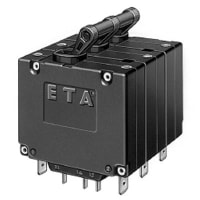 E-T-A Circuit Protection and Control Circuit Breaker Magnetic Black Long Toggle AC 50/60Hz Medium 240VAC/80VDC 3P 25A