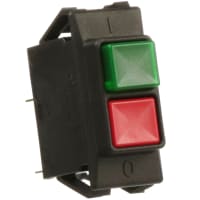 E-T-A Circuit Protection and Control Circuit Breaker 2 P/B's Green + Red Opaque Non-Illum. QC 1P 250VAC/50VDC 15A