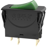 E-T-A Circuit Protection and Control Circuit Breaker Thermal w/Rocker Green LED I/O Legend 2P 15A 3120-N Series