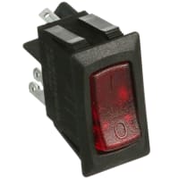 E-T-A Circuit Protection and Control Circuit Breaker Red Transl.Rocker I/O Legend Snap-In 1P QC 250VAC 48VDC 10A