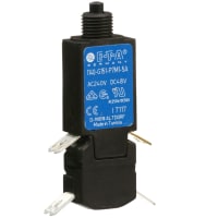 E-T-A Circuit Protection and Control Circuit Breaker Thermal Threadneck Mount P/B 2 x.110 QC 2P 250VAC 50VDC 5A