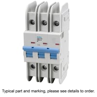 E-T-A Circuit Protection and Control Circuit Breaker Miniature D Curve DIN Rail UL489 277/480V 120VAC 60VDC 3P 20A