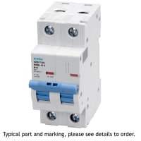 E-T-A Circuit Protection and Control Circuit Breaker Miniature D Curve DIN Rail UL1077 277/480V 120VAC 60VDC 2P 6A