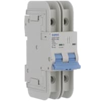 E-T-A Circuit Protection and Control Circuit Breaker Miniature C Curve DIN Rail UL489 277/480V 120VAC 60VDC 2P 16A