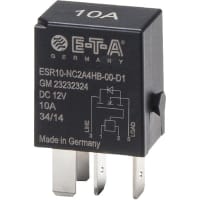 E-T-A Circuit Protection and Control Electronic Relay, Micro, Solid State, 4-Pole Terminal(ISO), High-Speed, 12VDC, 10A