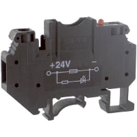 E-T-A Circuit Protection and Control Terminal Block, DIN Rail Mount, Screw Terminal, 64x42.5x8.2mm, 24VDC LED Indication