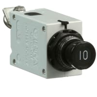 E-T-A Circuit Protection and Control Circuit Breaker Thermal J14 Screw Black Pushbutton 115VAC/28VDC 1P 10A