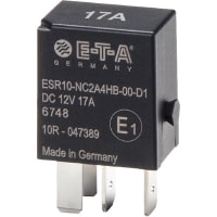 E-T-A Circuit Protection and Control Electronic Relay, Micro, Solid State, 4-Pole Terminal(ISO), High-Speed, 24VDC, 17A