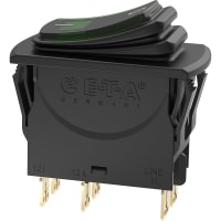 E-T-A Circuit Protection and Control Circuit Breaker Thermal w/Rocker 2-Pole Green LED 240/50V 5A 3120-N Series