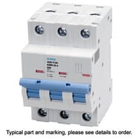 E-T-A Circuit Protection and Control Circuit Breaker Miniature C Curve DIN Rail UL489 277/480V 120VAC 60VDC 3P 20A