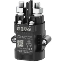 E-T-A Circuit Protection and Control Power Relay, SPST, 300A, 24VDC, Flange Mount, M10 Studs, W/Diode, MPR Series