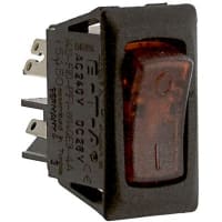 E-T-A Circuit Protection and Control Circuit Breaker 115V Illum (ON) Red Transl.Rckr I/O Legend 1P QC 250VAC 48VDC 4A