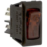 E-T-A Circuit Protection and Control Circuit Breaker 115V Illum (ON) Red Transl.Rckr I/O Lgnd 1P QC 250VAC 48VDC 6.3A