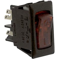 E-T-A Circuit Protection and Control Circuit Breaker 115V Illum (ON) Red Transl.Rckr I/O Lgnd 1P QC 250VAC 48VDC 10A