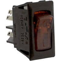 E-T-A Circuit Protection and Control Circuit Breaker 115V Illum (ON) Red Transl.Rckr I/O Legend 1P QC 250VAC 48VDC 8A