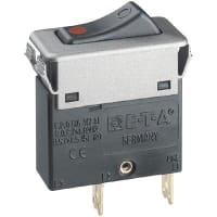 E-T-A Circuit Protection and Control Circuit Breaker Rocker Black Opaque Molded I/O Legend QC 1P 250VAC/50VDC 1A