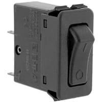 E-T-A Circuit Protection and Control Circuit Breaker Rocker Black Opaque Molded I/O Legend QC 1P 250VAC/50VDC 5A