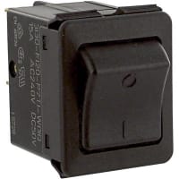 E-T-A Circuit Protection and Control Circuit Breaker Rocker Black Opaque Molded I/O Legend QC 2P 250VAC/50VDC 1A