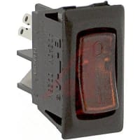 E-T-A Circuit Protection and Control Circuit Breaker Red Transl.Rocker I/O Legend Snap-In 1P QC 250VAC 48VDC 2.5A