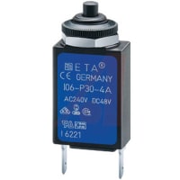 E-T-A Circuit Protection and Control Circuit Breaker Thermal Push-to-Reset Panel Mnt W/Collar QC 1P 250VAC 48VDC 0.8A