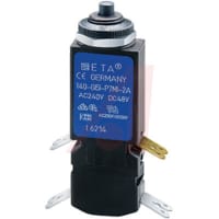 E-T-A Circuit Protection and Control Circuit Breaker Thermal Threadneck Mount P/B 2 x.110 QC 2P 250VAC 50VDC 1A