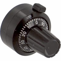 ETI Systems Dial, Counts 20 Turns, Black Nylon, Dia: 7/8" (22.23mm), Shaft Size: 1/4" (6.35mm)