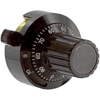 ETI Systems Dial, Turns-Counting, Analog, 10 Turns, 50per Turn, Shaft Dia 0.25in, Aluminum