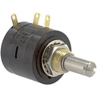 ETI Systems Potentiometer Wirewound 3 Turns 2 kOhms Power 1W Shaft Dia 0.25 In. MW22 Series