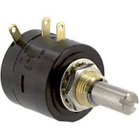 ETI Systems Potentiometer Wirewound 5 Turns 10 kOhms Power 1W Shaft Dia 0.25 In. MH22 Series