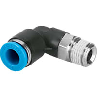 Festo Push-in 90 deg Connector, 1 Port R 1/8 Thread & 1 Port 6mm OD tube, Blue ring