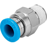 Festo Push-in Connector, 1 Port R 1/4 Thread & 1 Port 8mm OD tube, Blue ring